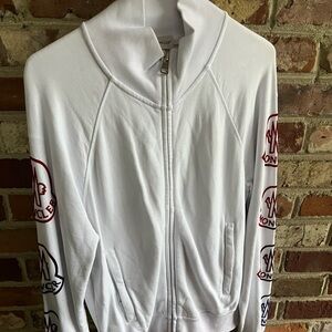 Moncler White Logo Zip-Up